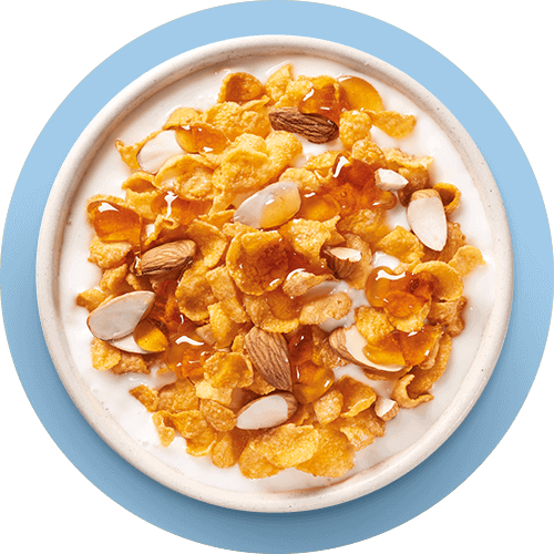 Kellogg's Corn Flakes Bowl with Honey, Yogurt and Chopped Almonds