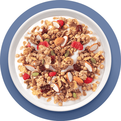 Kellogg's Crunchy Granola Bowl with Yogurt, Strawberries , Nuts and Seeds