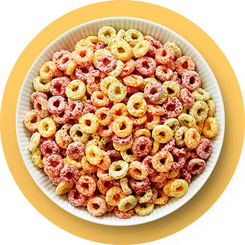 一碗 Kellogg's Froot Rings 加牛奶