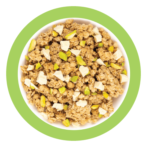  Bowl of Kellogg's Granola with white chocolate and pistachios chunks