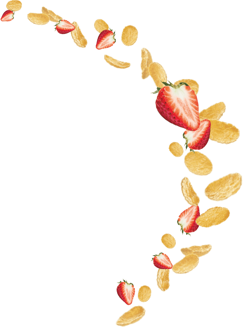 corn flakes and sliced strawberries