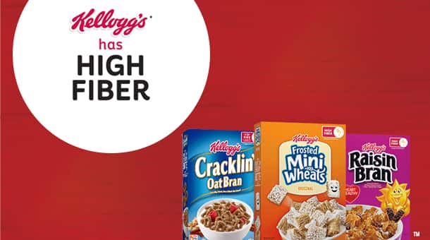 Fiber helps support digestive health and overall wellness, and Kellogg’s cereals - like Kellogg’s Raisin Bran or Frosted Mini-Wheats - are easy, tasty ways to get more of the fiber you need!